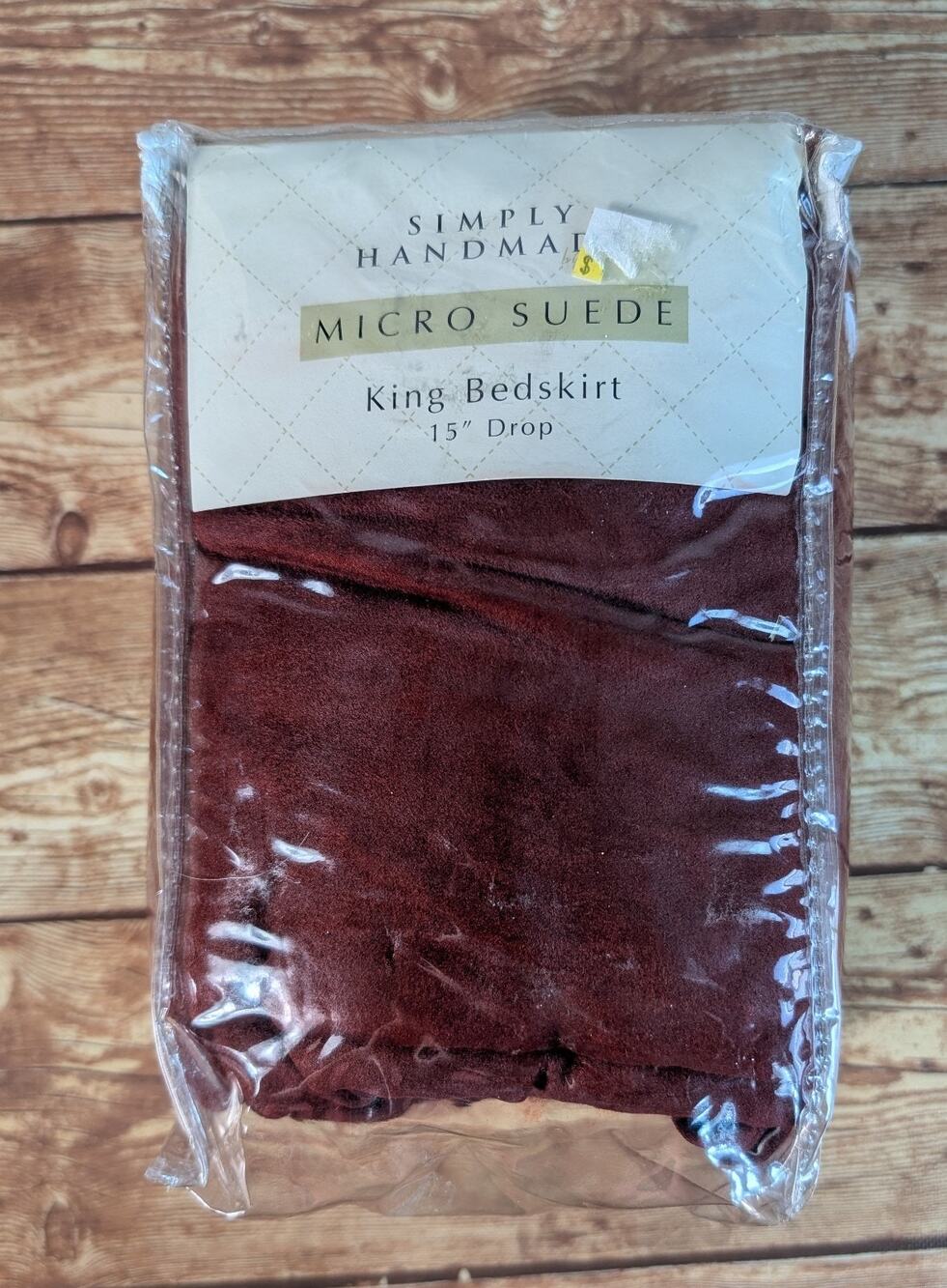 NWT Simply Handmade King Bed Skirt Micro Suede 15in Drop Burgundy Maroon Red